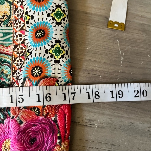 Zara Patchwork Printed Jumpsuit Multicoloured Size Medium Wide Leg Belted Satin - Picture 14 of 16